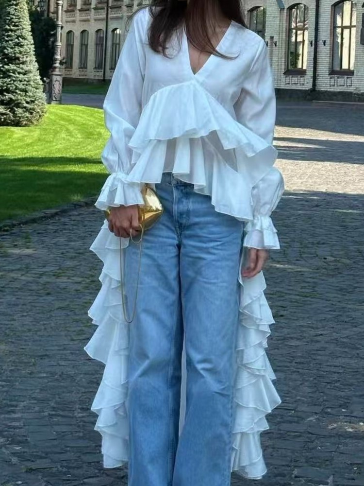 Fashion Ruffles Long Shirt Top - Summer Clothing Holiday recension och pris