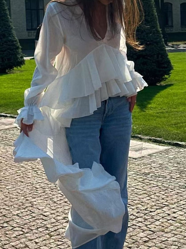 Fashion Ruffles Long Shirt Top - Summer Clothing Holiday recension och pris
