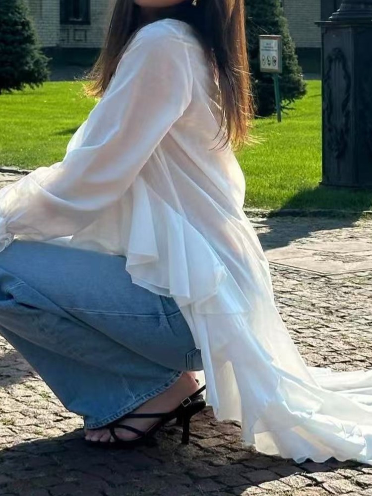 Fashion Ruffles Long Shirt Top - Summer Clothing Holiday recension och pris