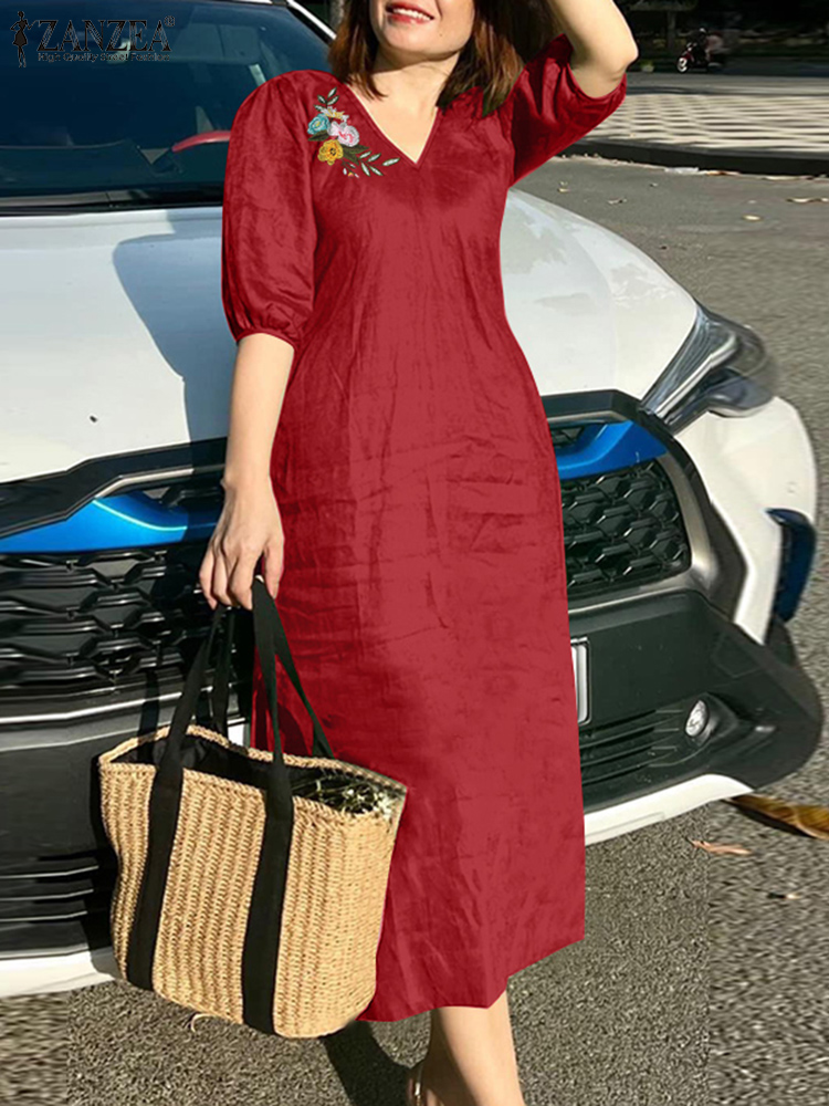 2024 ZANZEA Summer Fashion Wom - Sundress Midi Floral recension och pris