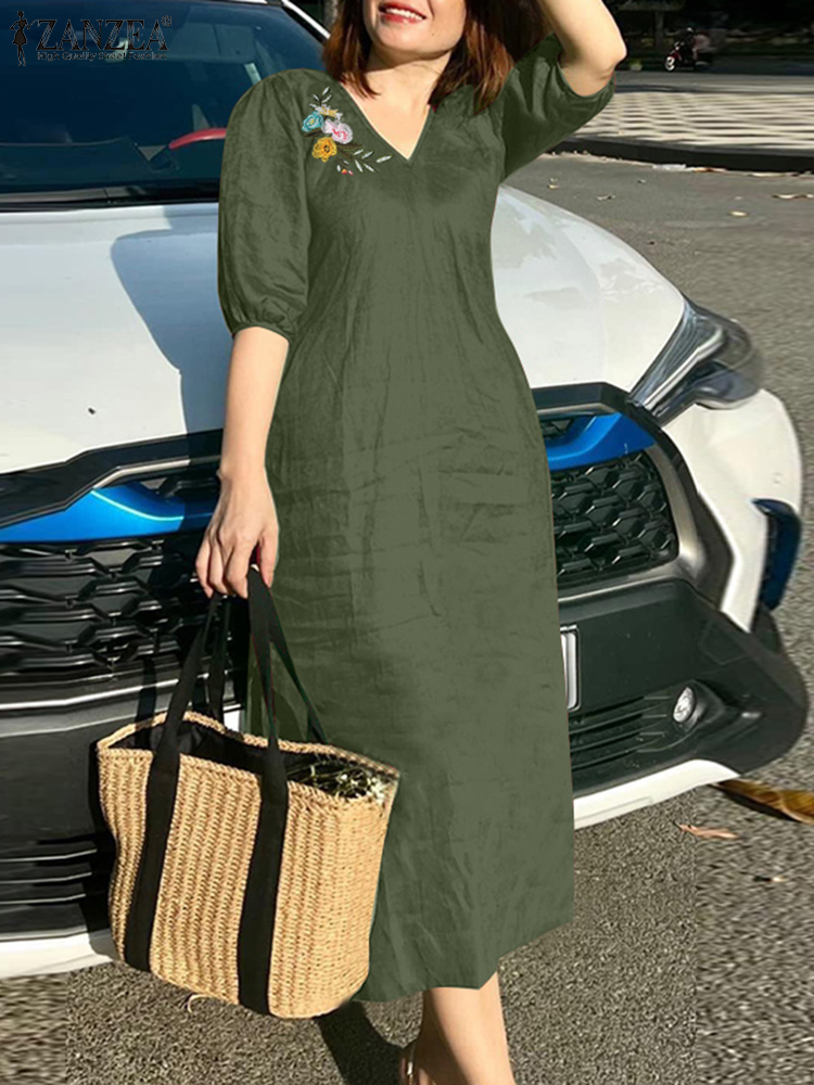 2024 ZANZEA Summer Fashion Wom - Sundress Midi Floral recension och pris