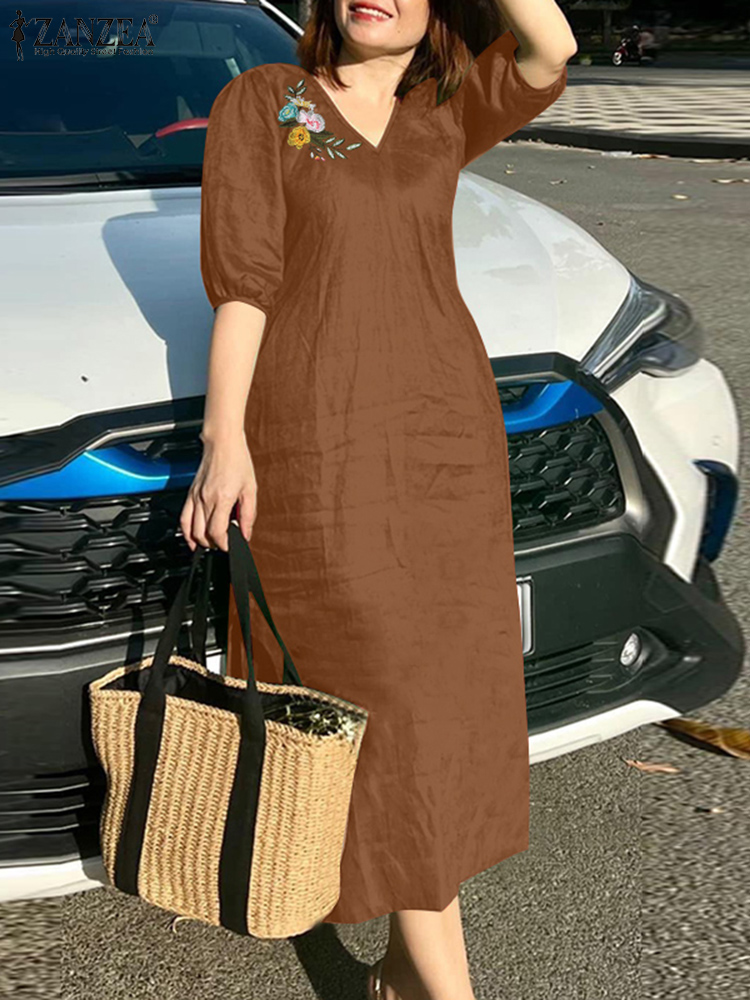 2024 ZANZEA Summer Fashion Wom - Sundress Midi Floral recension och pris