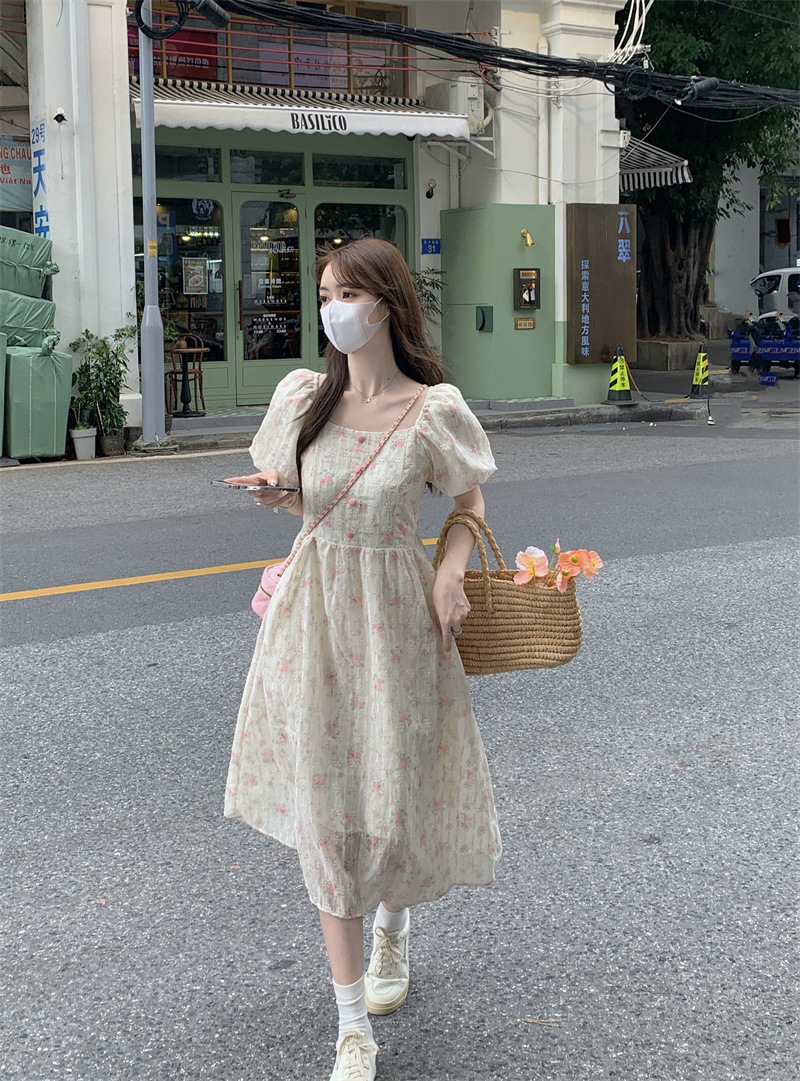 Floral Print Midi Dress, Squar - Sundress Midi Floral recension och pris