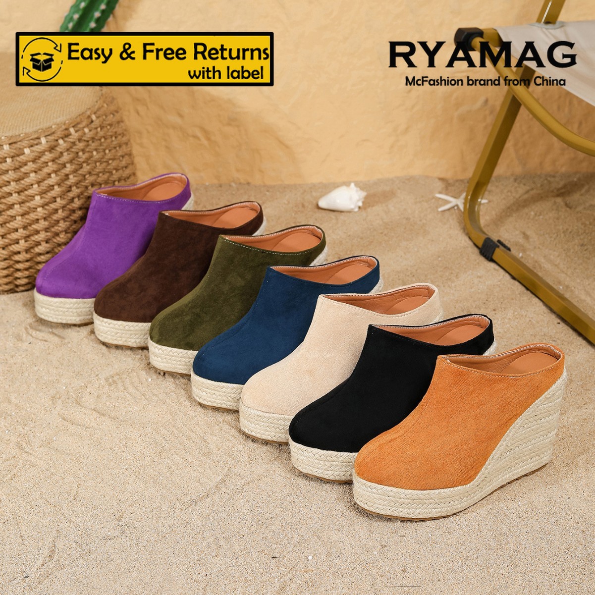 RYAMAG Comfortable Wedge Mules - Espadrille Sandal Women recension och pris