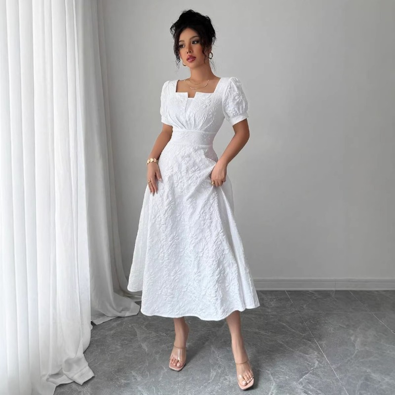 Women White Embossed Floral Mi - Sundress Midi Floral recension och pris