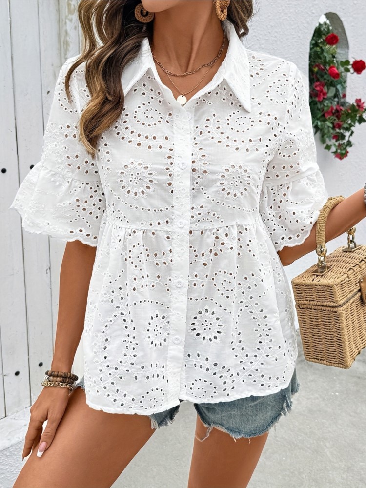 White Lace Hook Flower Hollow  - Summer Clothing Holiday recension och pris