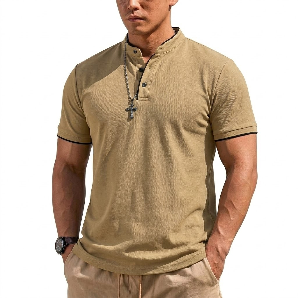 Summer Short Sleeve Henley Shi - Summer Clothing For Young Men recension och pris