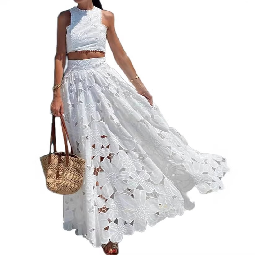Women's White Floral Lace Embr - Summer Vacation Clothing Women recension och pris